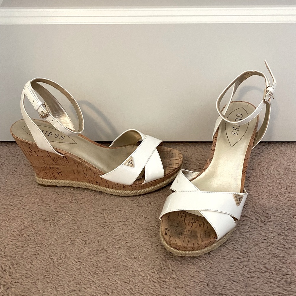 Guess white wedges size 9.5